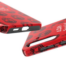 Load image into Gallery viewer, Phone Case in Red with DST Crest in Black with DST Social Worker Theme
