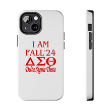 Load image into Gallery viewer, Phone Case in White with I AM FALL &#39;24 DST Theme in Red
