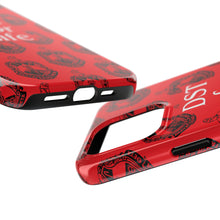 Load image into Gallery viewer, Phone Case in Red with DST Crest in Black with DST for Life in White
