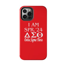 Load image into Gallery viewer, Phone Case in Red with I AM SPR. &#39;24 DST Theme in White
