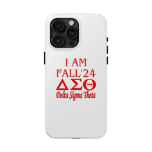 Load image into Gallery viewer, Phone Case in White with I AM FALL &#39;24 DST Theme in Red
