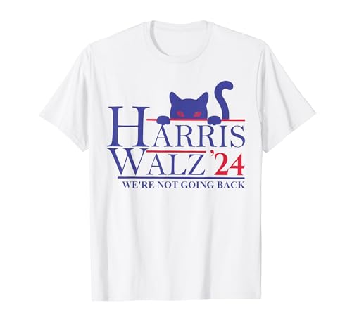 Harris Waltz 2024 We're Not Going Back Funny Cat Lady T-Shirt