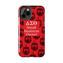 Load image into Gallery viewer, Phone Case in Red with DST Crest in Black with DST Small Business Owner Theme
