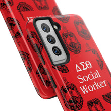 Load image into Gallery viewer, Phone Case in Red with DST Crest in Black with DST Social Worker Theme
