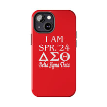 Load image into Gallery viewer, Phone Case in Red with I AM SPR. &#39;24 DST Theme in White
