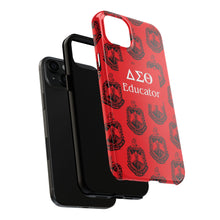 Load image into Gallery viewer, Phone Case in Red with DST Crest in Black with DST Educator Theme
