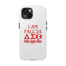 Load image into Gallery viewer, Phone Case in White with I AM FALL &#39;24 DST Theme in Red
