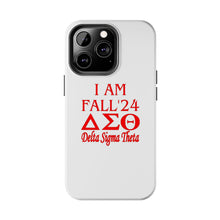 Load image into Gallery viewer, Phone Case in White with I AM FALL &#39;24 DST Theme in Red
