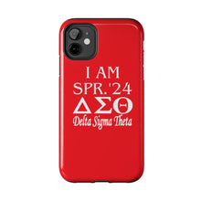 Load image into Gallery viewer, Phone Case in Red with I AM SPR. &#39;24 DST Theme in White
