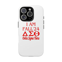 Load image into Gallery viewer, Phone Case in White with I AM FALL &#39;24 DST Theme in Red
