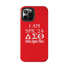 Load image into Gallery viewer, Phone Case in Red with I AM SPR. &#39;24 DST Theme in White
