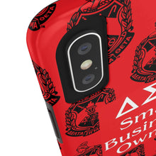 Load image into Gallery viewer, Phone Case in Red with DST Crest in Black with DST Small Business Owner Theme
