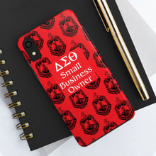 Load image into Gallery viewer, Phone Case in Red with DST Crest in Black with DST Small Business Owner Theme
