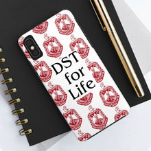 Load image into Gallery viewer, Phone Case in White with DST Crest in Red and DST for Life in Black
