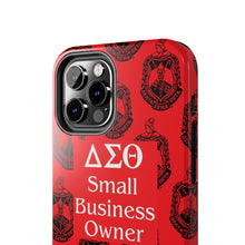 Load image into Gallery viewer, Phone Case in Red with DST Crest in Black with DST Small Business Owner Theme
