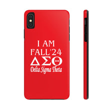 Load image into Gallery viewer, Phone Case in Red with I AM FALL &#39;24 DST Theme in White
