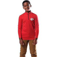 Load image into Gallery viewer, Ultra Game NFL Official Youth Super Soft Quarter Zip Long Sleeve T-Shirt, Kansas City Chiefs, Team Color, 10-12
