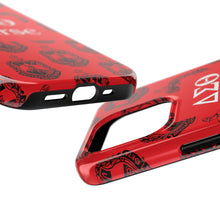 Load image into Gallery viewer, Phone Case in Red with DST Crest in Black with DST Nurse Theme
