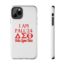 Load image into Gallery viewer, Phone Case in White with I AM FALL &#39;24 DST Theme in Red
