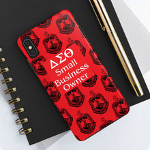 Load image into Gallery viewer, Phone Case in Red with DST Crest in Black with DST Small Business Owner Theme
