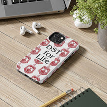 Load image into Gallery viewer, Phone Case in White with DST Crest in Red and DST for Life in Black
