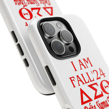 Load image into Gallery viewer, Phone Case in White with I AM FALL &#39;24 DST Theme in Red
