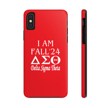 Load image into Gallery viewer, Phone Case in Red with I AM FALL &#39;24 DST Theme in White
