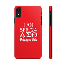 Load image into Gallery viewer, Phone Case in Red with I AM SPR. &#39;24 DST Theme in White
