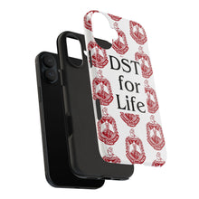 Load image into Gallery viewer, Phone Case in White with DST Crest in Red and DST for Life in Black
