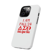 Load image into Gallery viewer, Phone Case in White with I AM FALL &#39;24 DST Theme in Red
