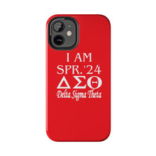 Load image into Gallery viewer, Phone Case in Red with I AM SPR. &#39;24 DST Theme in White
