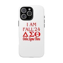 Load image into Gallery viewer, Phone Case in White with I AM FALL &#39;24 DST Theme in Red
