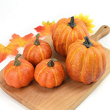 Load image into Gallery viewer, 7Pcs Artificial Pumpkins of all Styles Halloween Decoration Rural Style Farmhouse Foam Pumpkin Harvest Season Thanksgiving Day is Suitable for Table top House Dining Table Party Decoration (Orange)
