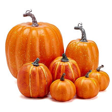 Load image into Gallery viewer, 7Pcs Artificial Pumpkins of all Styles Halloween Decoration Rural Style Farmhouse Foam Pumpkin Harvest Season Thanksgiving Day is Suitable for Table top House Dining Table Party Decoration (Orange)
