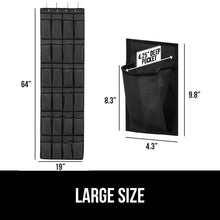 Load image into Gallery viewer, GORILLA GRIP Over the Door Shoe Organizer, 24 Large Breathable Mesh Pockets, Space Saving Hanging Storage Holder, Closet Rack Hanger Holds Up to 40 lbs, Hangs on Closets for Shoes, Accessories, Black
