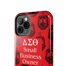 Load image into Gallery viewer, Phone Case in Red with DST Crest in Black with DST Small Business Owner Theme
