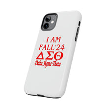 Load image into Gallery viewer, Phone Case in White with I AM FALL &#39;24 DST Theme in Red
