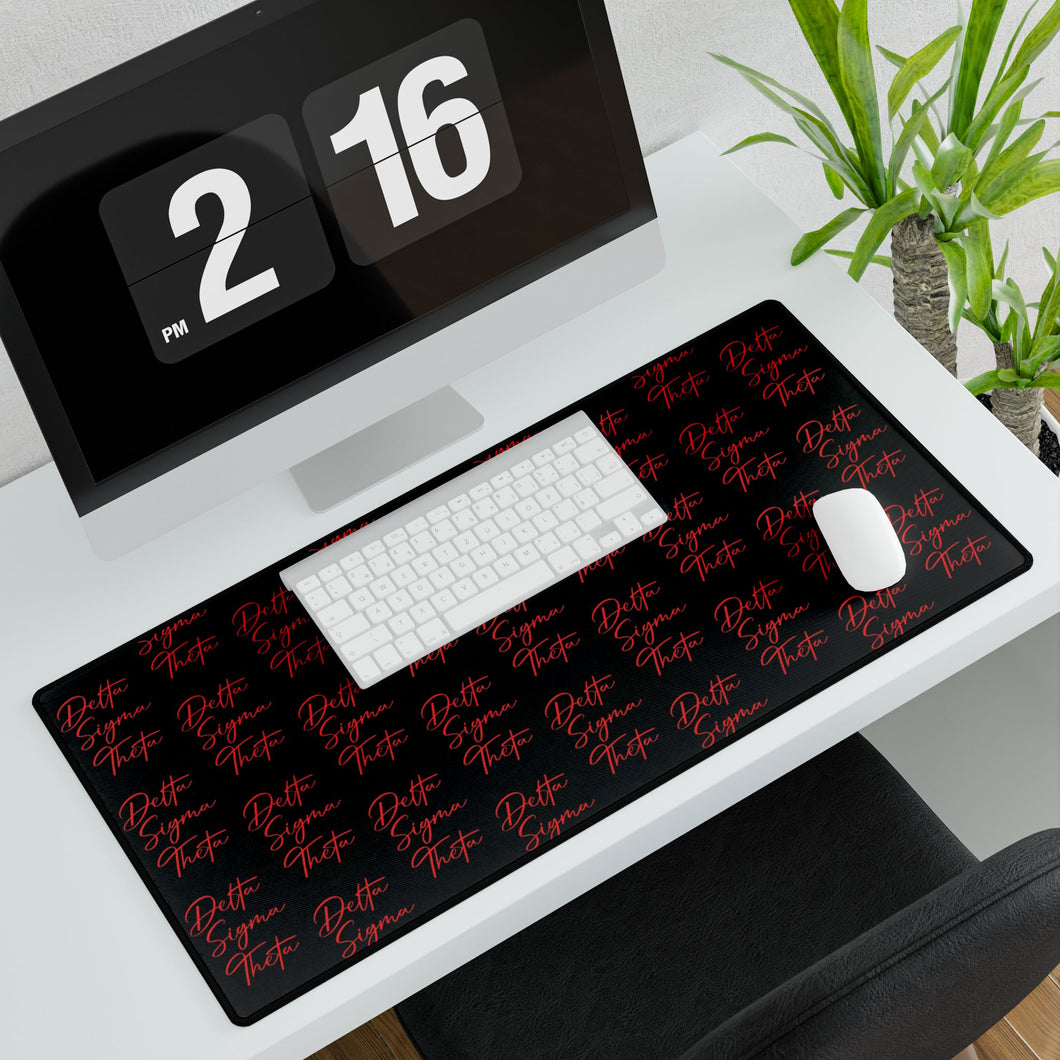 Black Desk Mat with Red DST Theme