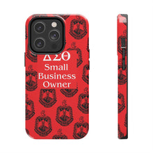 Load image into Gallery viewer, Phone Case in Red with DST Crest in Black with DST Small Business Owner Theme
