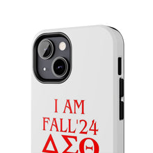 Load image into Gallery viewer, Phone Case in White with I AM FALL &#39;24 DST Theme in Red
