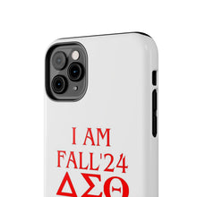 Load image into Gallery viewer, Phone Case in White with I AM FALL &#39;24 DST Theme in Red
