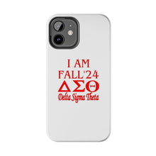 Load image into Gallery viewer, Phone Case in White with I AM FALL &#39;24 DST Theme in Red
