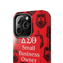 Load image into Gallery viewer, Phone Case in Red with DST Crest in Black with DST Small Business Owner Theme
