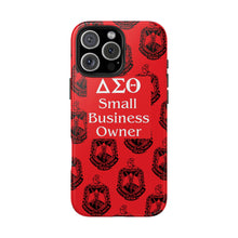 Load image into Gallery viewer, Phone Case in Red with DST Crest in Black with DST Small Business Owner Theme
