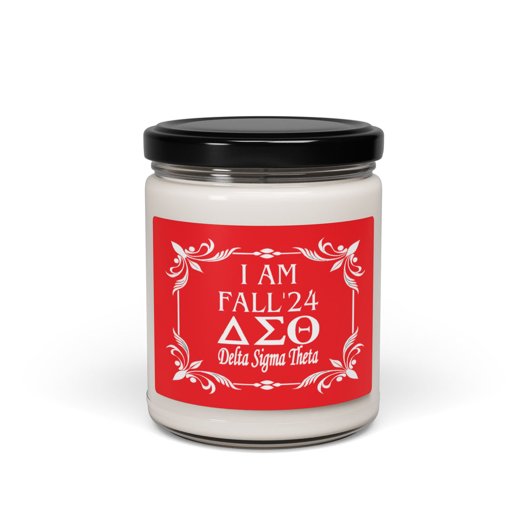 Scented Soy Candle, 9oz with Red Label and White I AM Fall '24 DST Theme