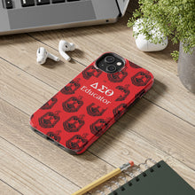 Load image into Gallery viewer, Phone Case in Red with DST Crest in Black with DST Educator Theme
