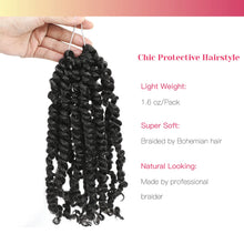 Load image into Gallery viewer, BOHOBABE Passion Twist Crochet Hair 10 Inch Short Pre looped Passion Twist Hair Extensions Pre twisted Crochet Synthetic Braiding Hair 8 Packs Natural Black Braids for Women (1B)
