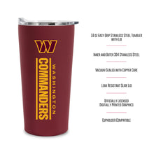 Load image into Gallery viewer, Rico Industries NFL Football Washington Commanders 18oz Soft Touch, Easy Grip Tumbler
