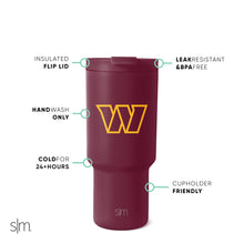 Load image into Gallery viewer, Simple Modern Officially Licensed NFL Washington Commanders 30oz Tumbler with Flip Lid and Straws | Insulated Cup Stainless Steel | Gifts for Men Women | Trek Collection | Washington Commanders
