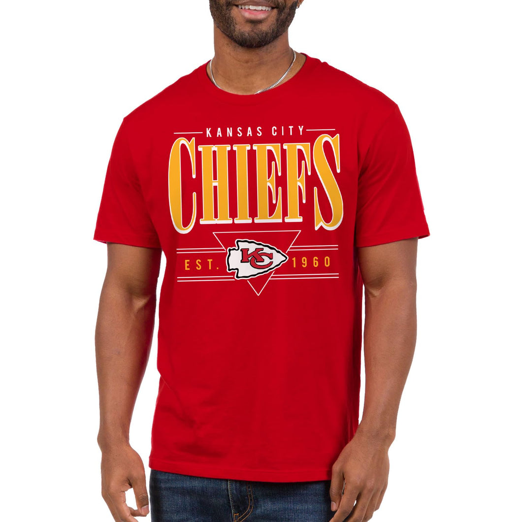 Kansas City Chiefs NFL Established Retro - Adult Short Sleeve Fan T-Shirt for Men & Women Red